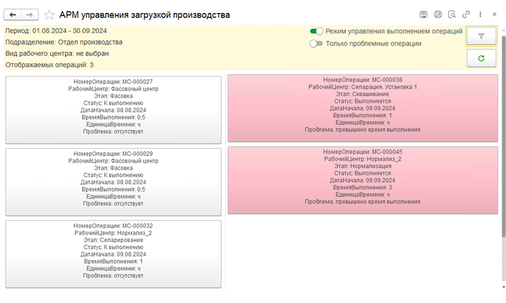 АРМ управления загрузкой производства