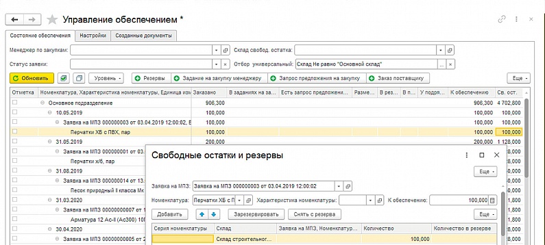 создание резерва ресурсов