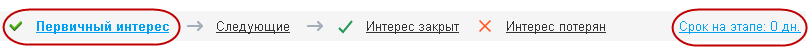 ожидаемый срок на этапе в 1с crm
