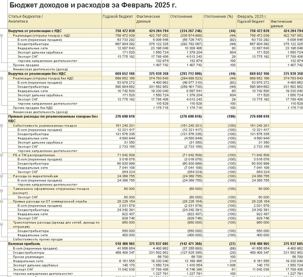 Бюджет доходов и расходов