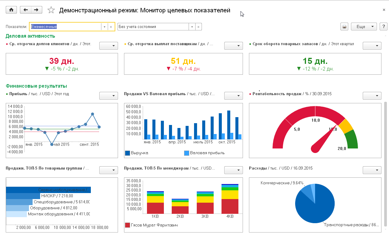 Пример интерфейса «1С:ERP»