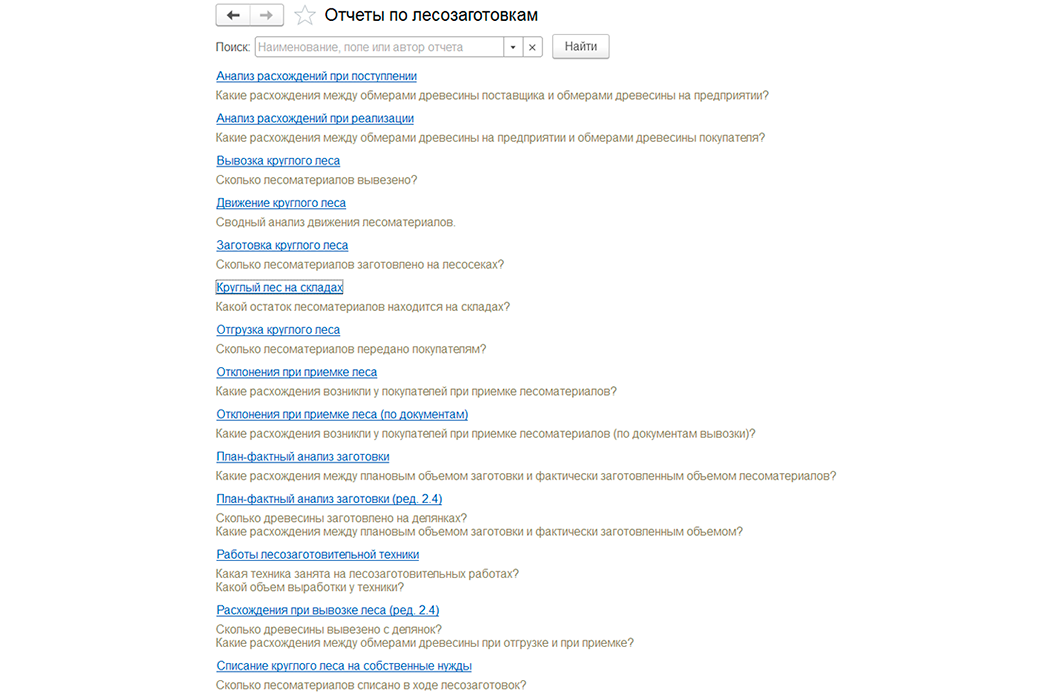 отчеты по лесозаготовкам