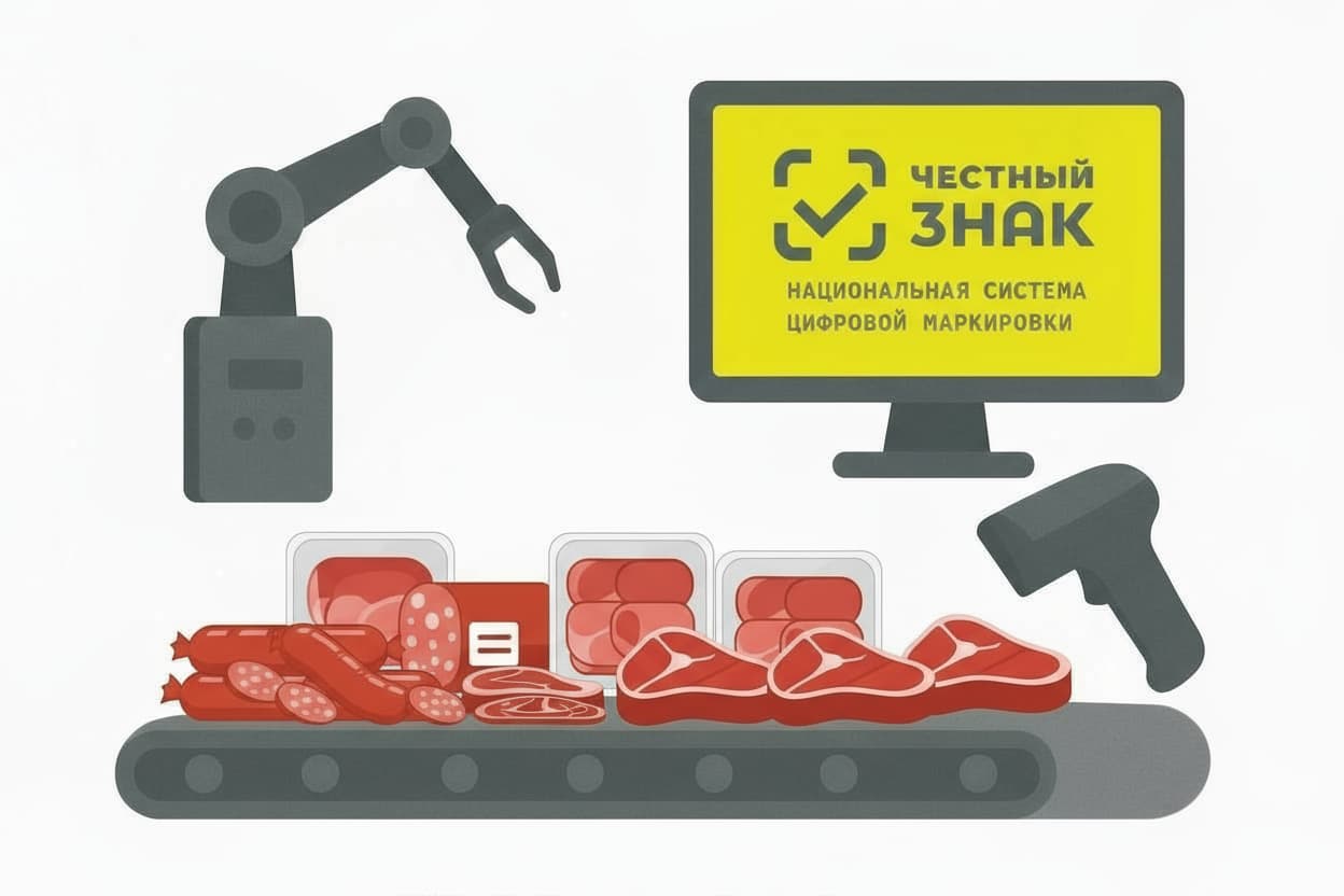 Внедрение маркировки Честный Знак для мяса и колбасных изделий на производстве