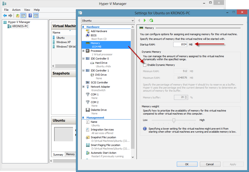 Диспетчер Hyper-V Manager