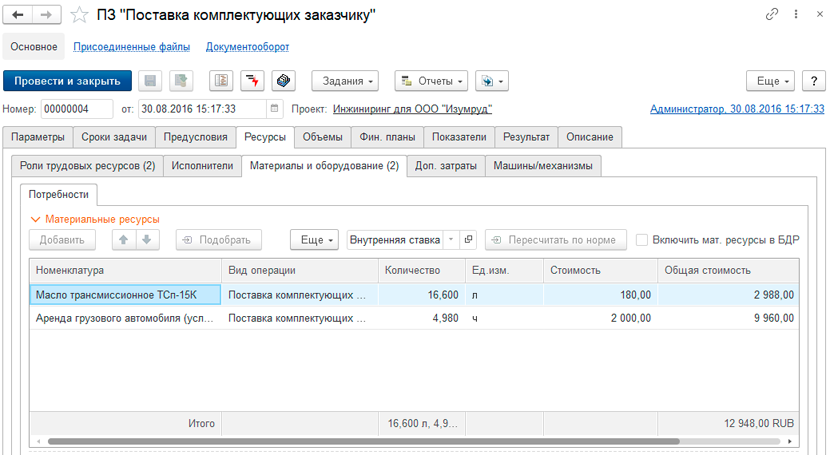 Планирование материальных затрат проекта