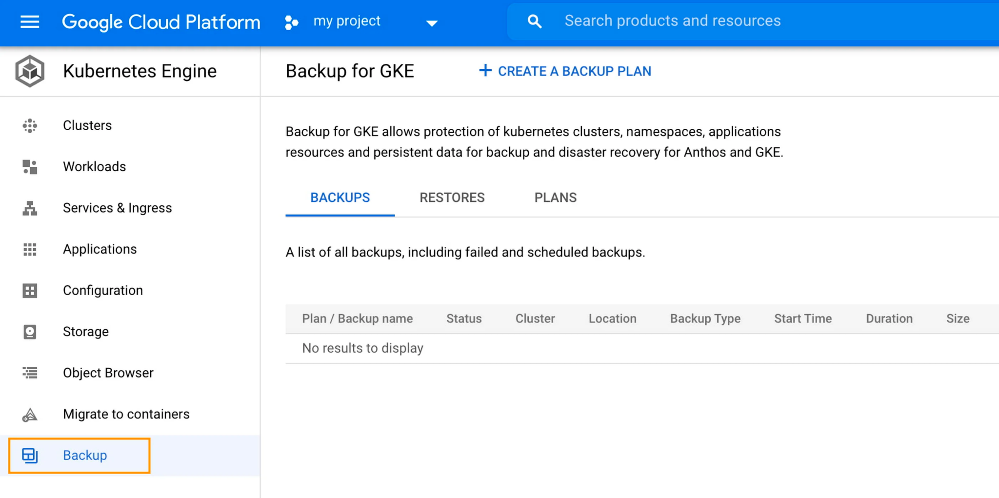 Google Cloud Backup